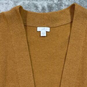 J. Jill Cardigan Vest Women L Petite Brown Ribbed Knit Open Front Cotton Blend